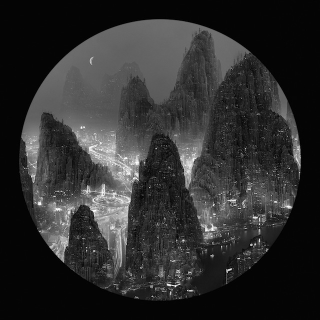 Illustration for article titled Images of a massive, futuristic Megacity glittering in the night
